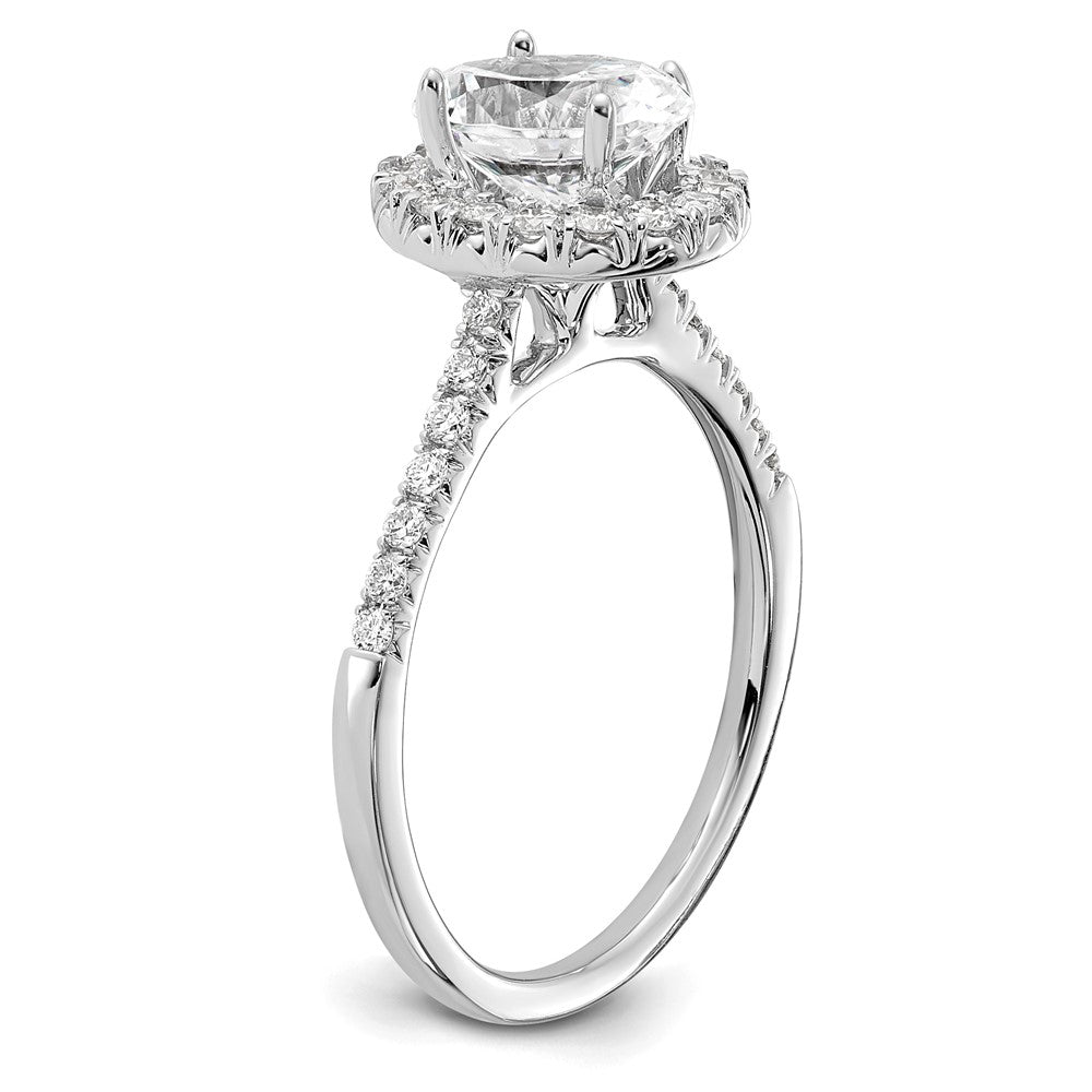 14k White Gold 3/8 Ct. Lab Grown Diamond VS/SI+ G+ 1 Ct. Center Oval Semi Mount Halo Engagement Ring