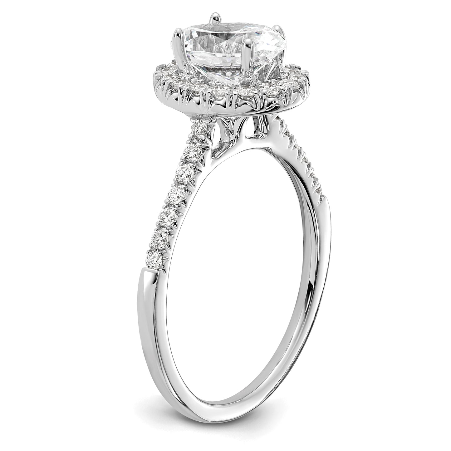 14k White Gold 3/8 Ct. Lab Grown Diamond VS/SI+ G+ 1 Ct. Center Oval Halo Engagement Ring