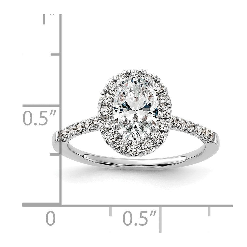 14k White Gold 3/8 Ct. Lab Grown Diamond VS/SI+ G+ 1 Ct. Center Oval Semi Mount Halo Engagement Ring