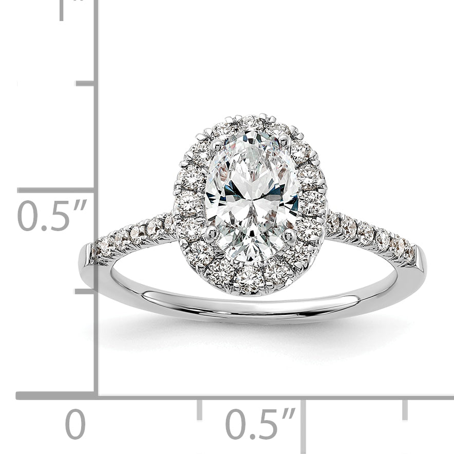 14k White Gold 3/8 Ct. Lab Grown Diamond VS/SI+ G+ 1 Ct. Center Oval Halo Engagement Ring