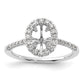 14k White Gold 3/8 Ct. Lab Grown Diamond VS/SI+ G+ 1 Ct. Center Oval Semi Mount Halo Engagement Ring