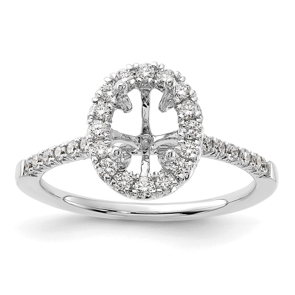 14k White Gold 3/8 Ct. Lab Grown Diamond VS/SI+ G+ 1 Ct. Center Oval Semi Mount Halo Engagement Ring