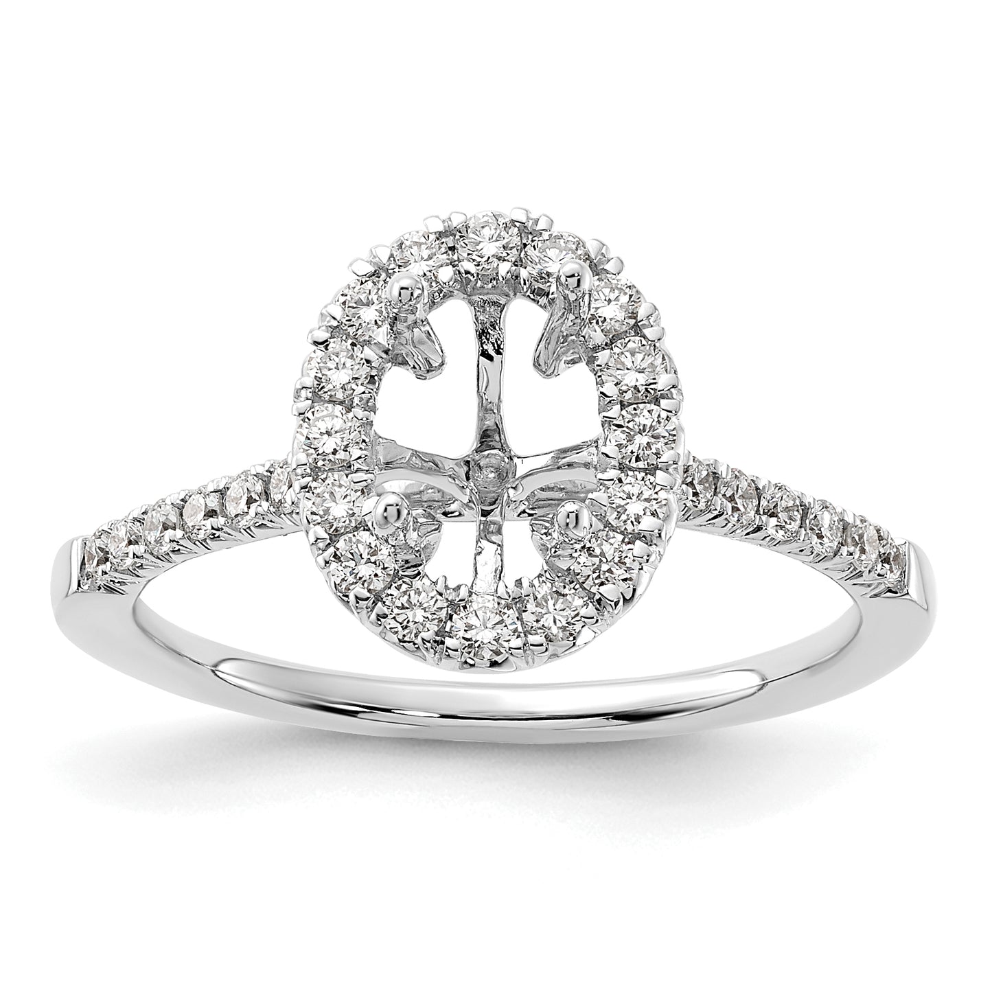 14k White Gold 3/8 Ct. Lab Grown Diamond VS/SI+ G+ 1 Ct. Center Oval Halo Engagement Ring