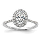 14k White Gold 3/8 Ct. Lab Grown Diamond VS/SI+ G+ 1 Ct. Center Oval Semi Mount Halo Engagement Ring