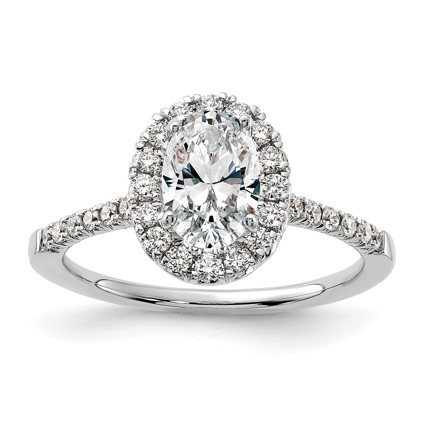 14k White Gold 3/8 Ct. Lab Grown Diamond VS/SI+ G+ 1 Ct. Center Oval Halo Engagement Ring