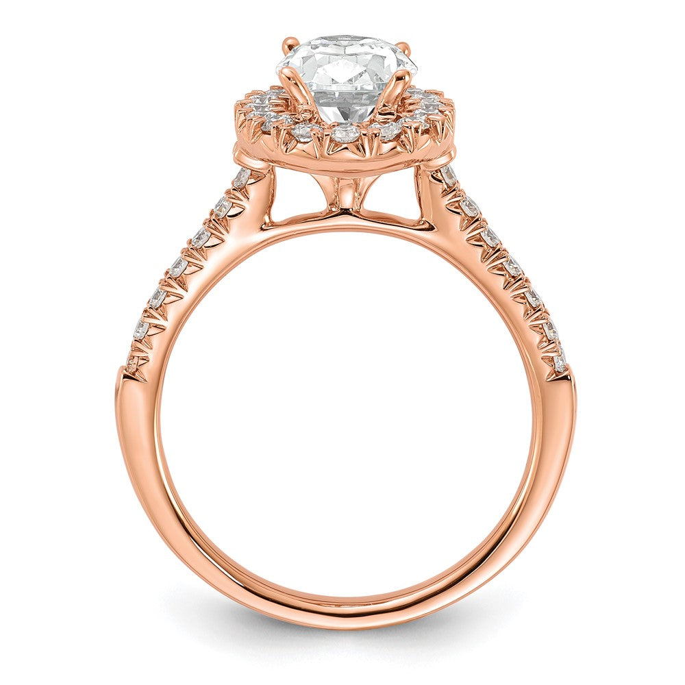 14k Rose Gold 1/2 Ct. Lab Grown Diamond VS/SI+ G+ 1 1/2 Ct. Center Oval Semi Mount Halo Engagement Ring