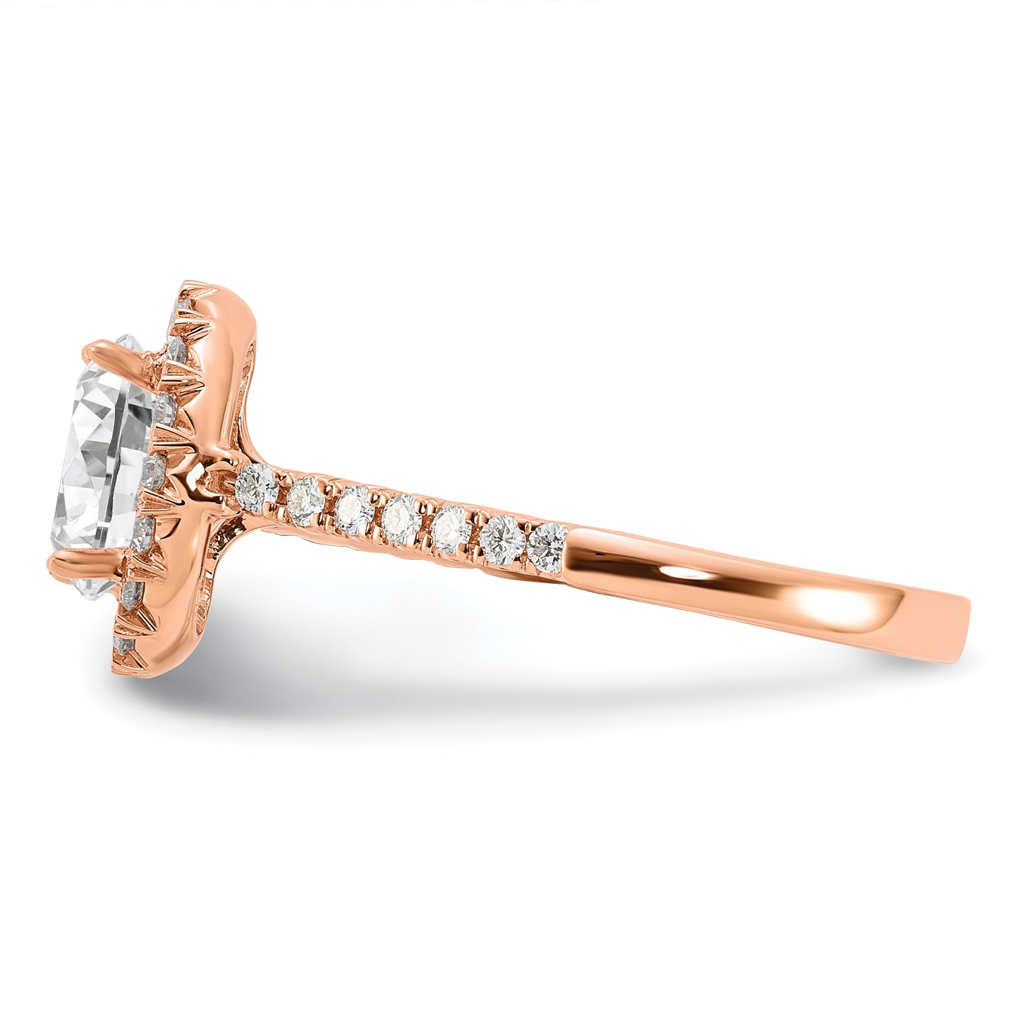 14k Rose Gold 1/2 Ct. Lab Grown Diamond VS/SI+ G+ 1 1/2 Ct. Center Oval Halo Engagement Ring