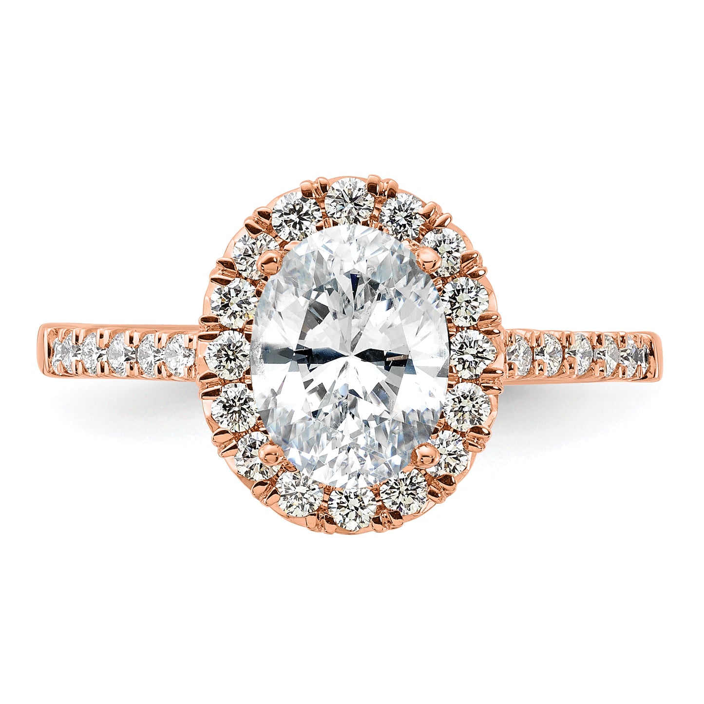 14k Rose Gold 1/2 Ct. Lab Grown Diamond VS/SI+ G+ 1 1/2 Ct. Center Oval Halo Engagement Ring