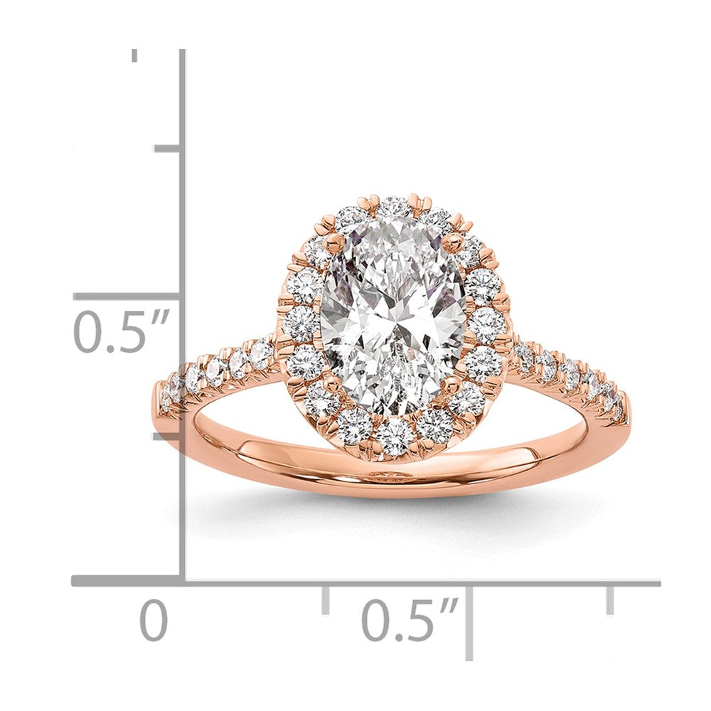 14k Rose Gold 1/2 Ct. Lab Grown Diamond VS/SI+ G+ 1 1/2 Ct. Center Oval Semi Mount Halo Engagement Ring