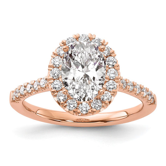 14k Rose Gold 1/2 Ct. Lab Grown Diamond VS/SI+ G+ 1 1/2 Ct. Center Oval Semi Mount Halo Engagement Ring