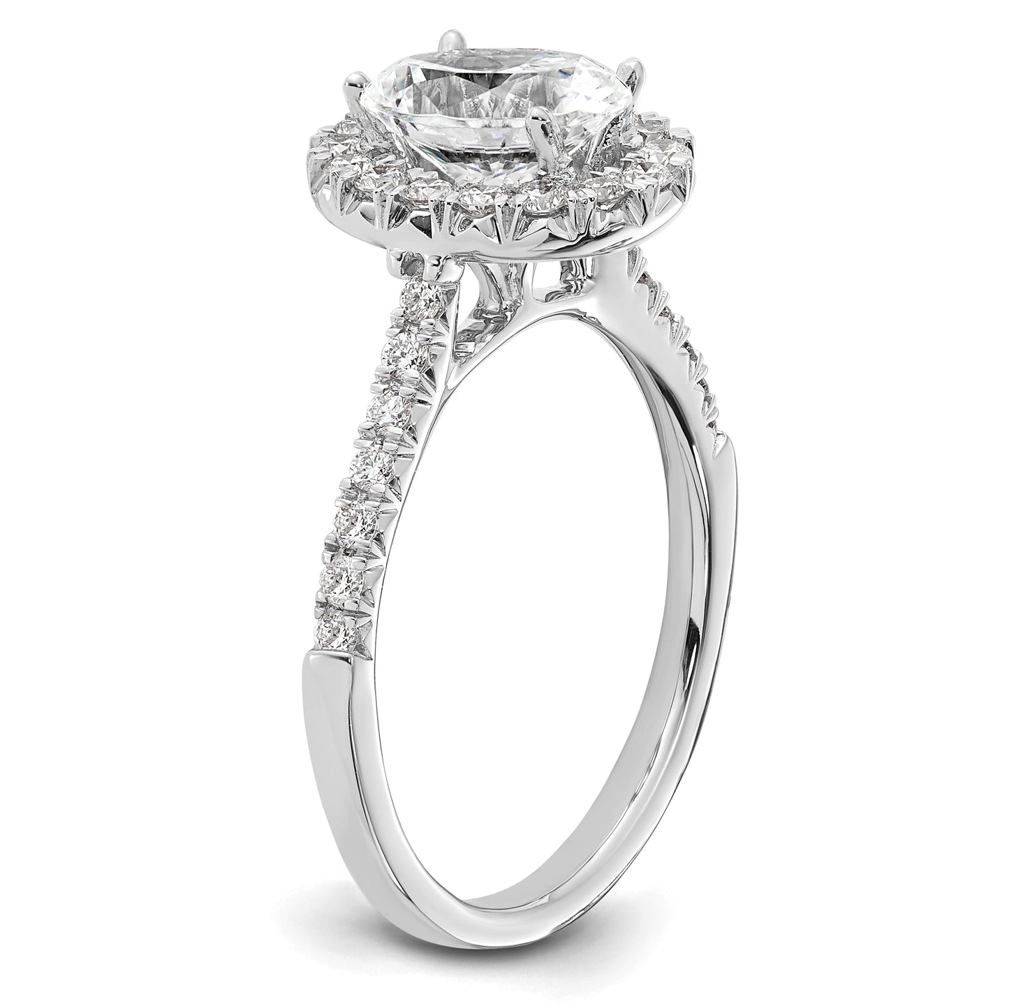 14k White Gold 1/2 Ct. Lab Grown Diamond VS/SI+ G+ 1 1/2 Ct. Center Oval Halo Engagement Ring