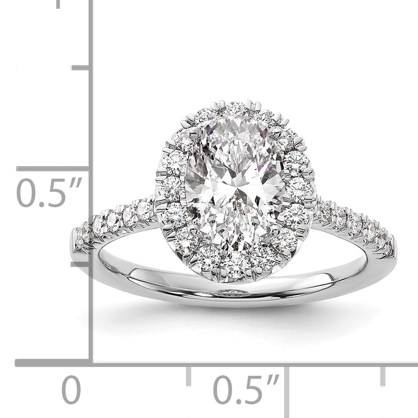 14k White Gold 1/2 Ct. Lab Grown Diamond VS/SI+ G+ 1 1/2 Ct. Center Oval Halo Engagement Ring