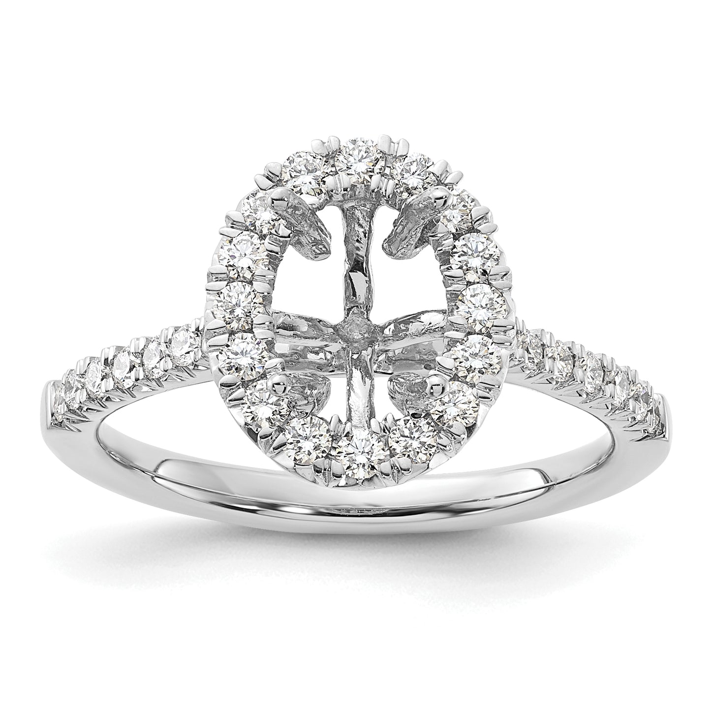 14k White Gold 1/2 Ct. Lab Grown Diamond VS/SI+ G+ 1 1/2 Ct. Center Oval Halo Engagement Ring