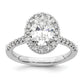 14k White Gold 1/2 Ct. Lab Grown Diamond VS/SI+ G+ 1 1/2 Ct. Center Oval Halo Engagement Ring