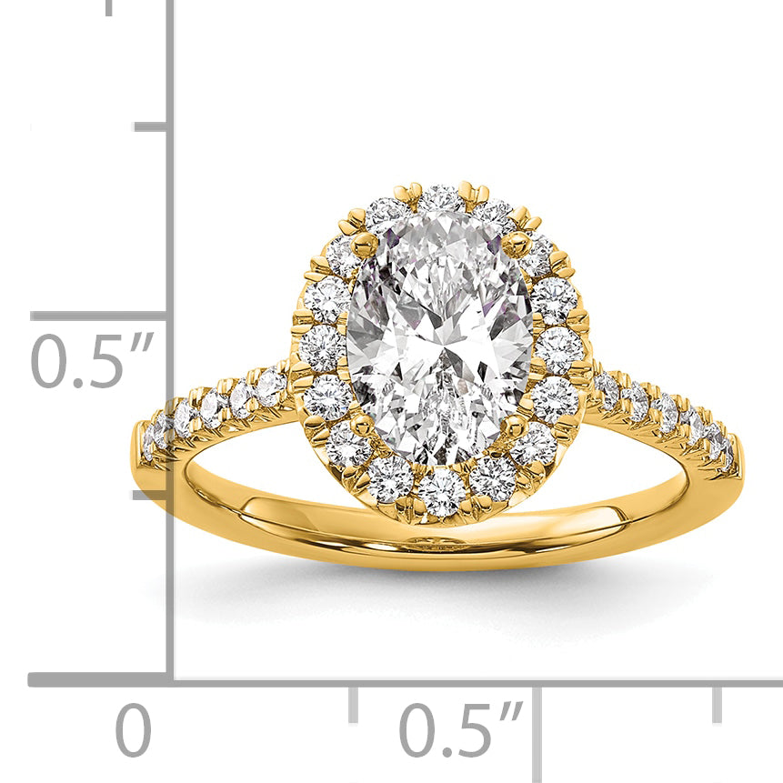 14k Yellow Gold 1/2 Ct. Lab Grown Diamond VS/SI+ G+ 1 1/2 Ct. Center Oval Halo Engagement Ring