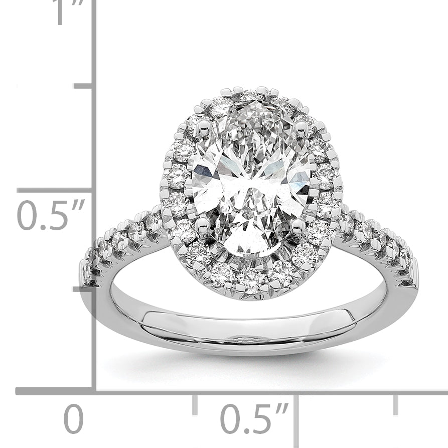 14k White Gold 1/2 Ct. Lab Grown Diamond VS/SI+ G+ 2 Ct. Center Oval Halo Engagement Ring