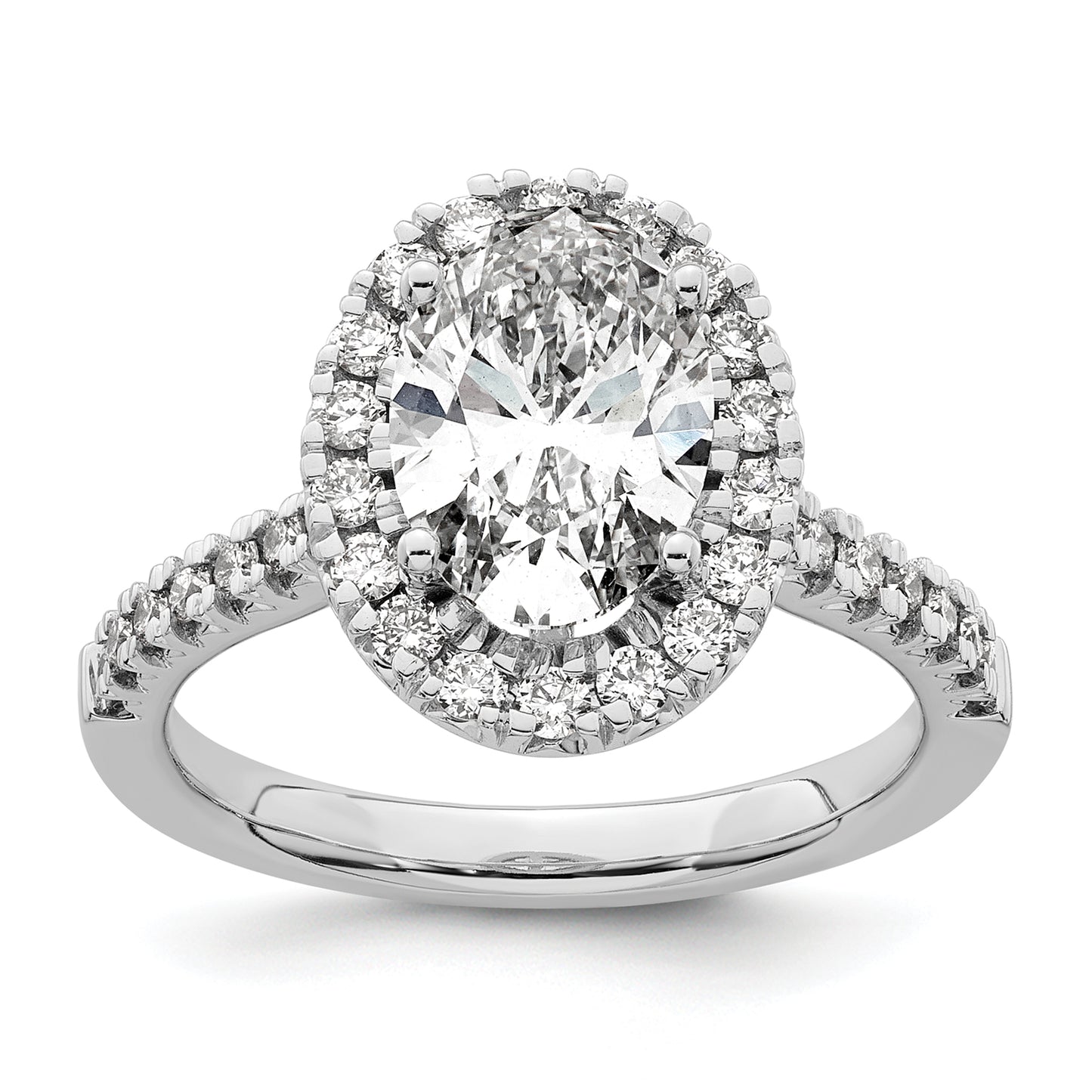 14k White Gold 1/2 Ct. Lab Grown Diamond VS/SI+ G+ 2 Ct. Center Oval Halo Engagement Ring