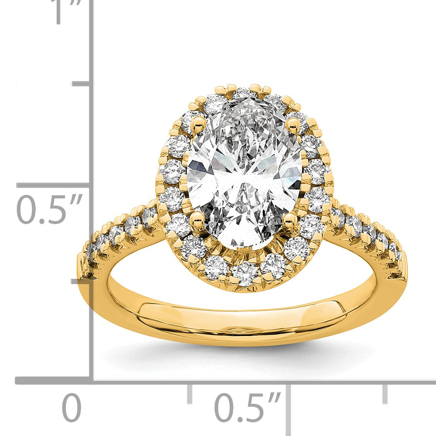 14k Yellow Gold 1/2 Ct. Lab Grown Diamond VS/SI+ G+ 2 Ct. Center Oval Halo Engagement Ring