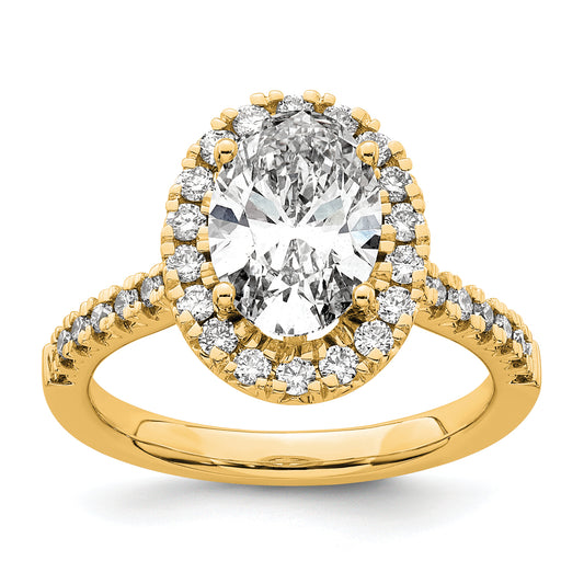 14k Yellow Gold 1/2 Ct. Lab Grown Diamond VS/SI+ G+ 2 Ct. Center Oval Halo Engagement Ring