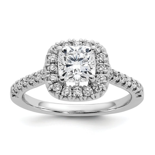 14K White Gold Lab Grown Diamond VS/SI+ G+ Cushion Halo Semi-mount Engagement R