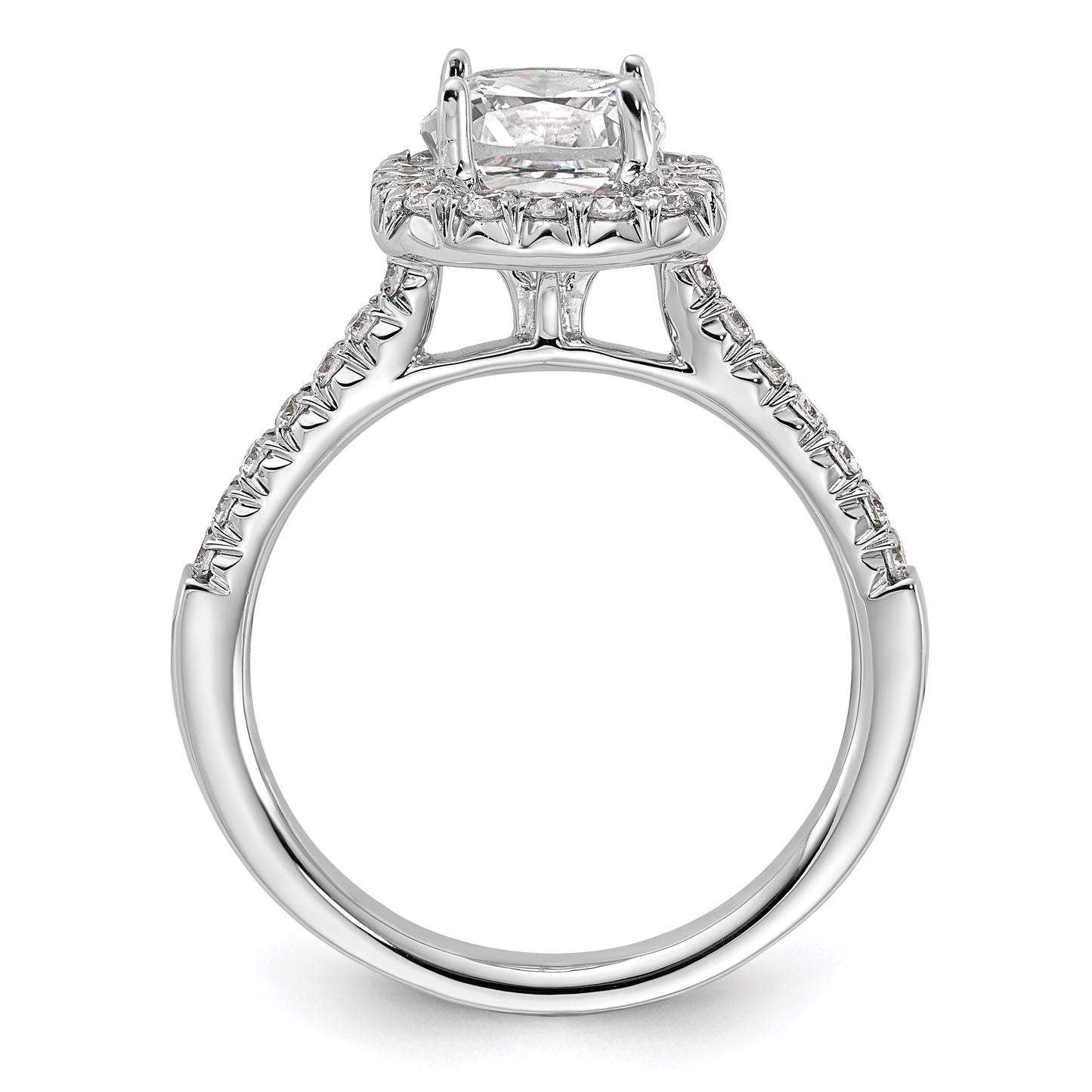 14K White Gold Lab Grown Diamond VS/SI+ G+ Cushion Halo Semi-mount Engagement R