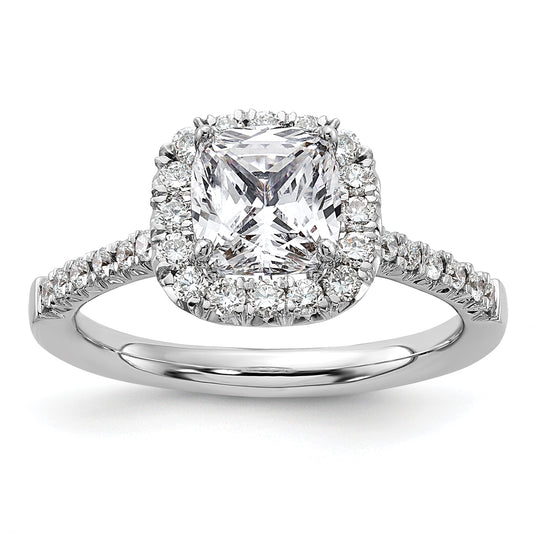 14K White Gold Lab Grown Diamond VS/SI+ G+ Cushion Halo Semi-mount Engagement R