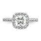 14K White Gold Lab Grown Diamond VS/SI+ G+ Cushion Halo Semi-mount Engagement R