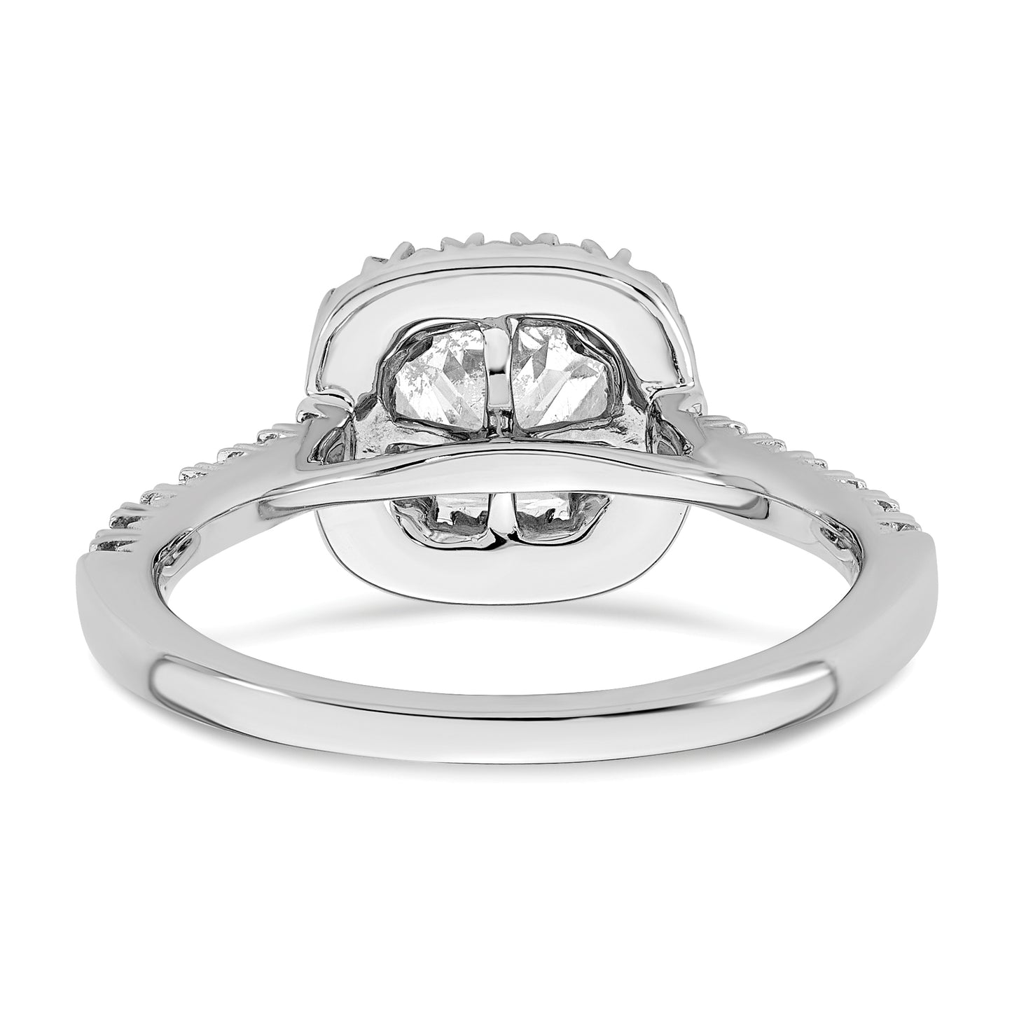 14K White Gold Lab Grown Diamond VS/SI+ G+ Cushion Halo Semi-mount Engagement R