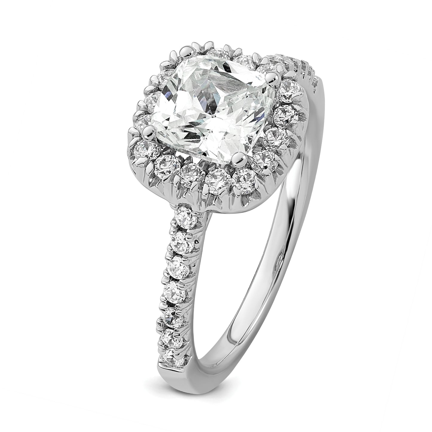 14K White Gold Lab Grown Diamond VS/SI+ G+ Cushion Halo Semi-mount Engagement R