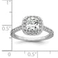 14K White Gold Lab Grown Diamond VS/SI+ G+ Cushion Halo Semi-mount Engagement R