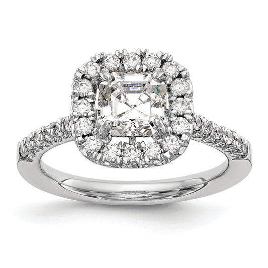 14k White Gold 1/2 Ct. Lab Grown Diamond VS/SI+ G+ 1 Ct. Center Ascher Halo Engagement Ring