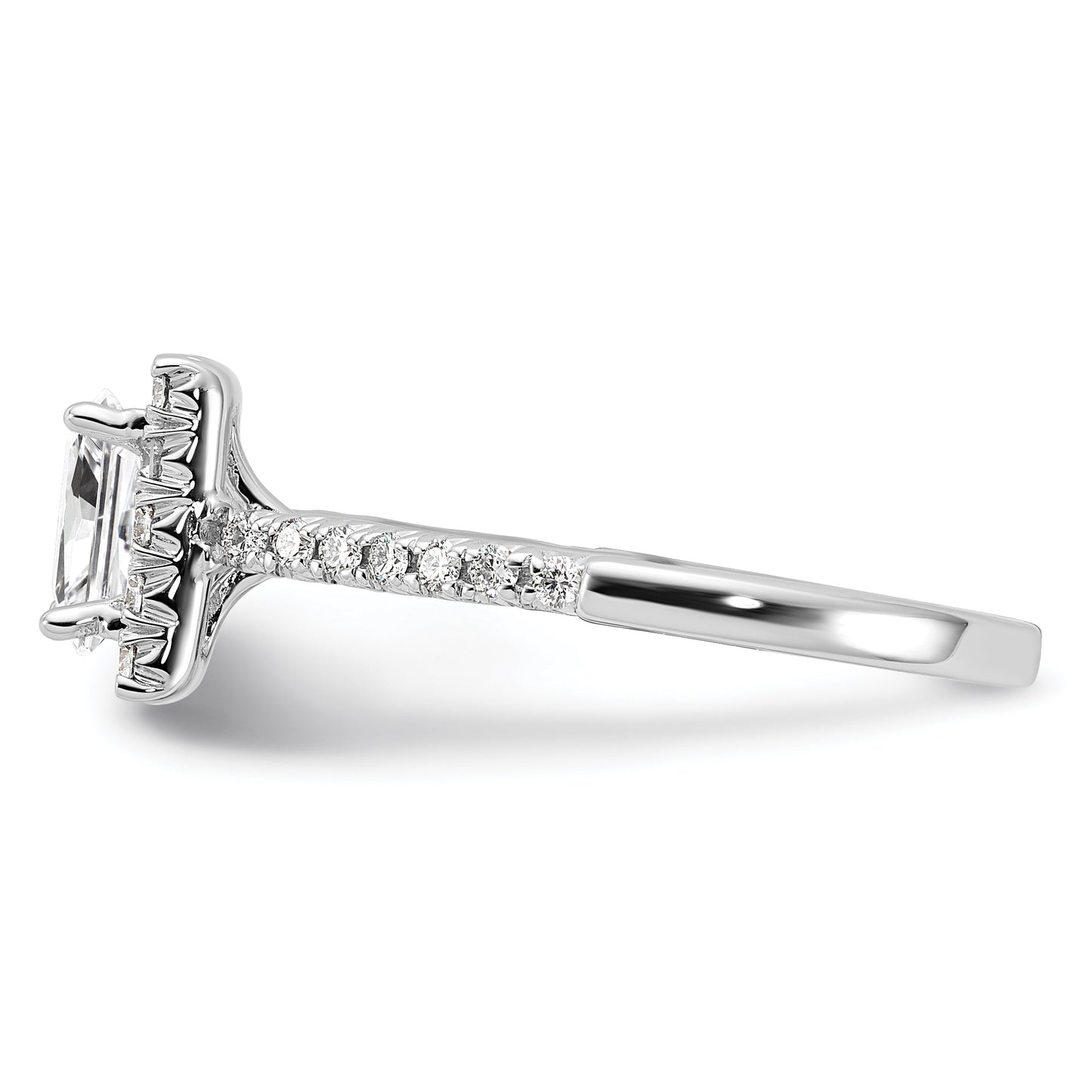 14k White Gold 1/2 Ct. Lab Grown Diamond VS/SI+ G+ 1 Ct. Center Princess Halo Engagement Ring