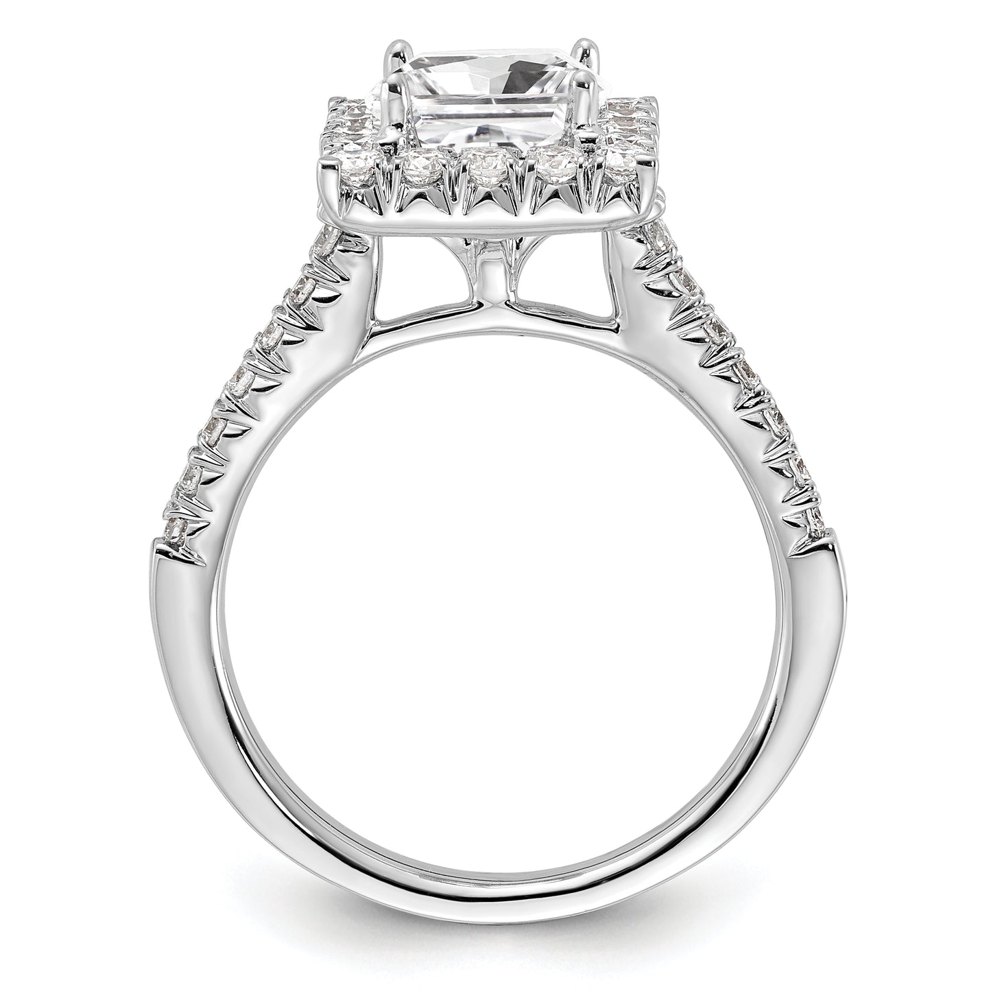 14k White Gold 3/4 Ct. Lab Grown Diamond VS/SI+ G+ 1 1/2 Ct. Center Princess Halo Engagement Ring