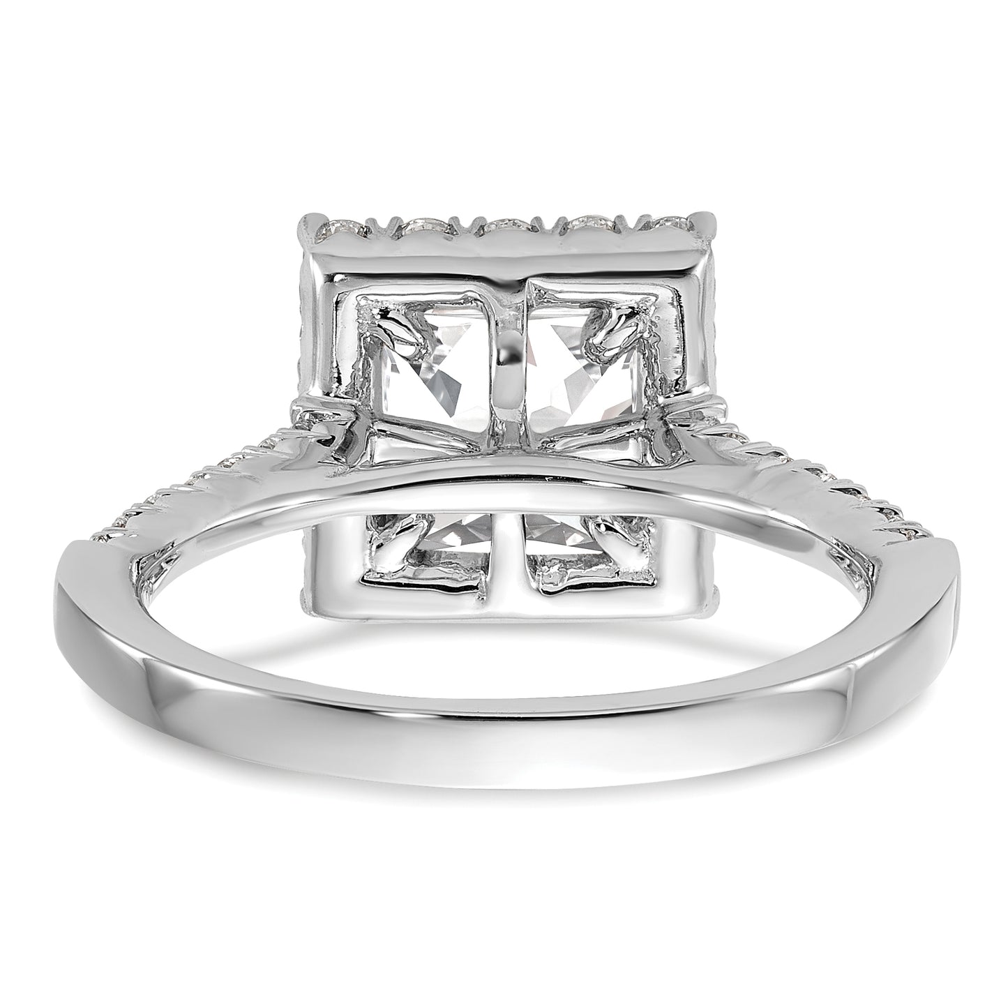 14k White Gold 3/4 Ct. Lab Grown Diamond VS/SI+ G+ 1 1/2 Ct. Center Princess Halo Engagement Ring