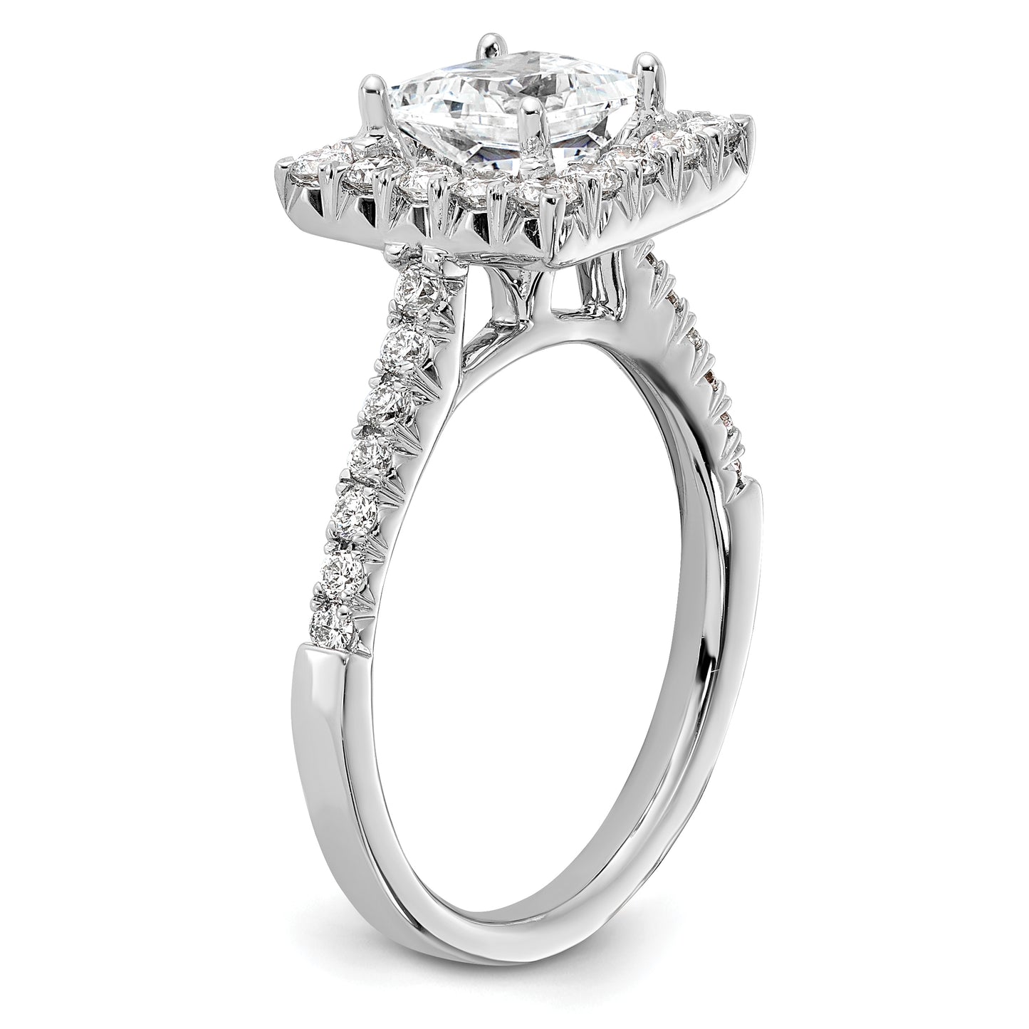 14k White Gold 3/4 Ct. Lab Grown Diamond VS/SI+ G+ 1 1/2 Ct. Center Princess Halo Engagement Ring