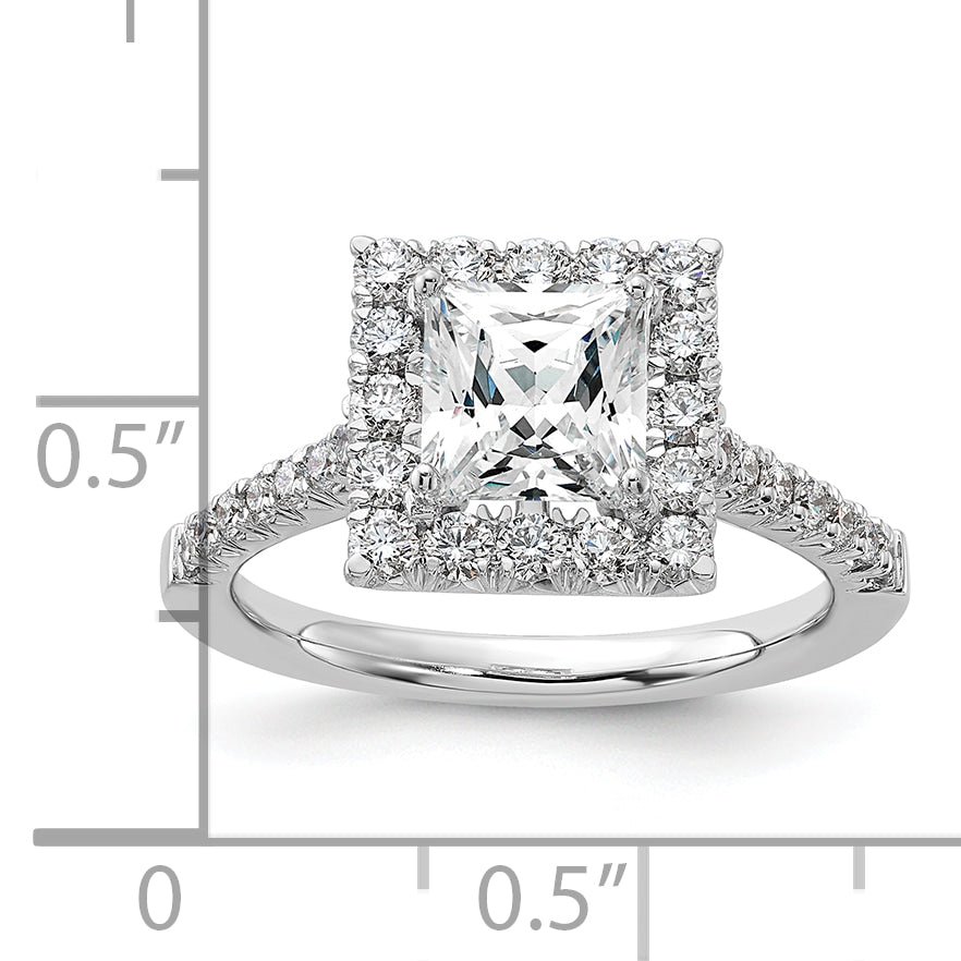 14k White Gold 3/4 Ct. Lab Grown Diamond VS/SI+ G+ 1 1/2 Ct. Center Princess Halo Engagement Ring