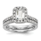 14K White Gold Lab Grown Diamond VS/SI+ G+ Emerald Halo Semi-mount Engagement R