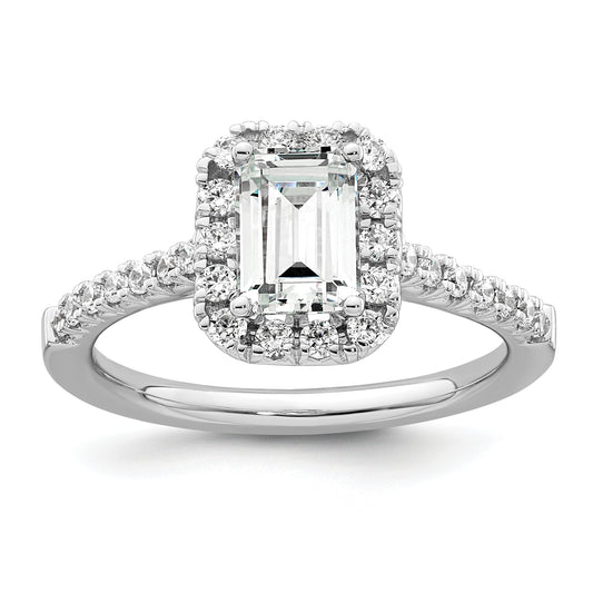 14K White Gold Lab Grown Diamond VS/SI+ G+ Emerald Halo Semi-mount Engagement R