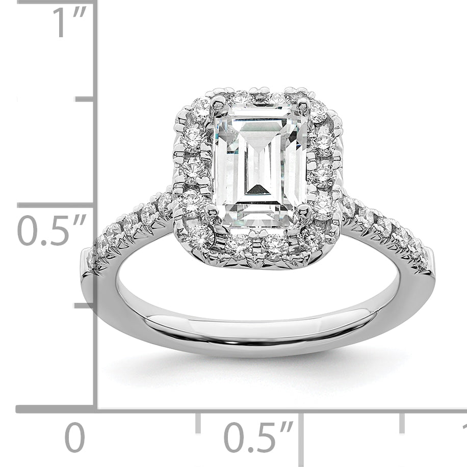 14k White Gold 14kw Lab Grown VS/SI+ G+ Diamond Emerald Halo Semi-mount Engagement Ring