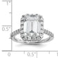 14k White Gold 14kw Lab Grown VS/SI FGH Diamond Emerald Halo Semi-mount Engagement Ring