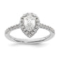 14k White Gold 1/3 Ct. Lab Grown Diamond VS/SI+ G+ 3/4 Ct. Center Pear Semi Mount Halo Engagement Ring