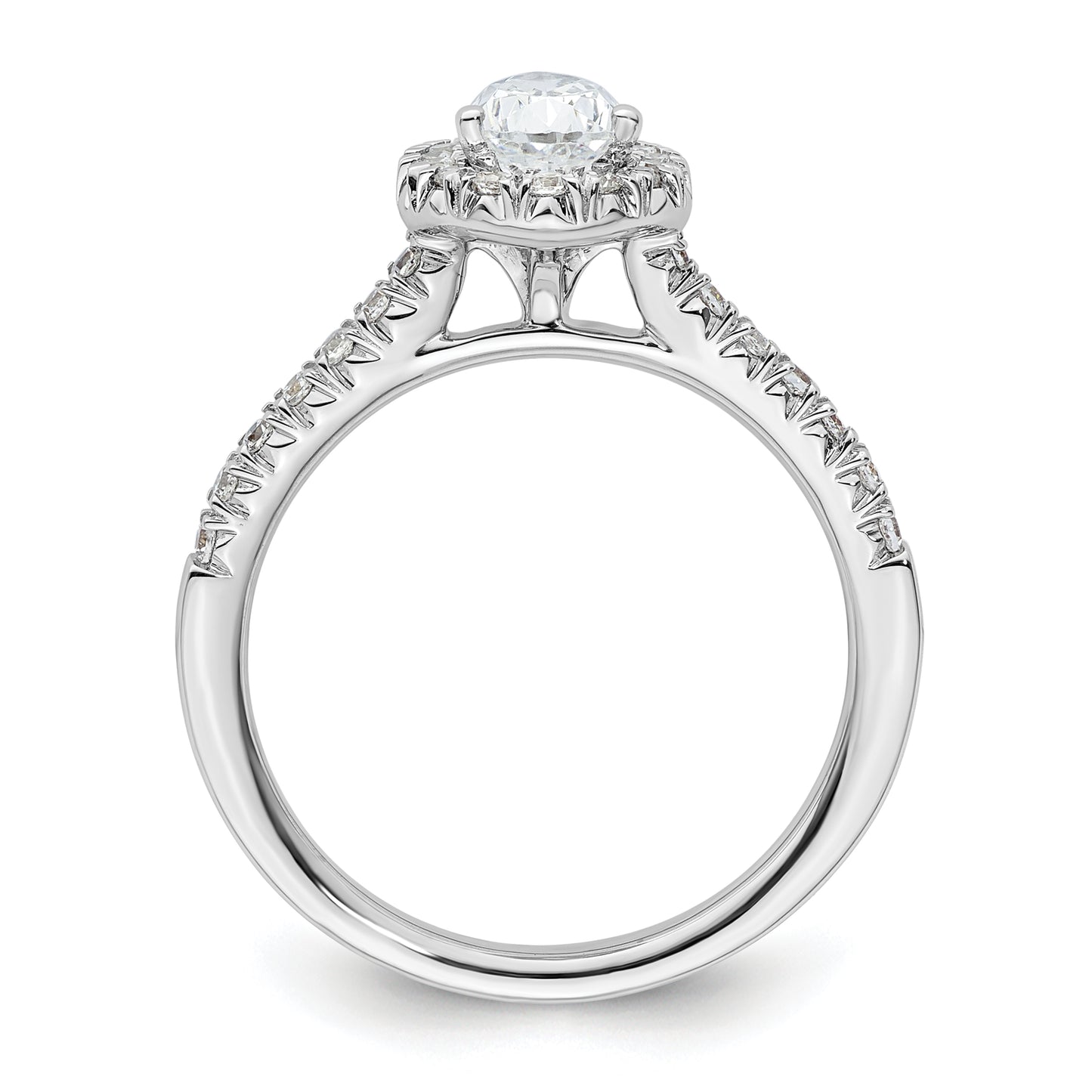 14k White Gold 1/3 Ct. Lab Grown Diamond VS/SI+ G+ 3/4 Ct. Center Pear Halo Engagement Ring