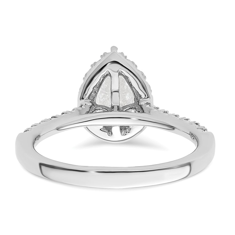 14k White Gold 1/3 Ct. Lab Grown Diamond VS/SI+ G+ 3/4 Ct. Center Pear Semi Mount Halo Engagement Ring