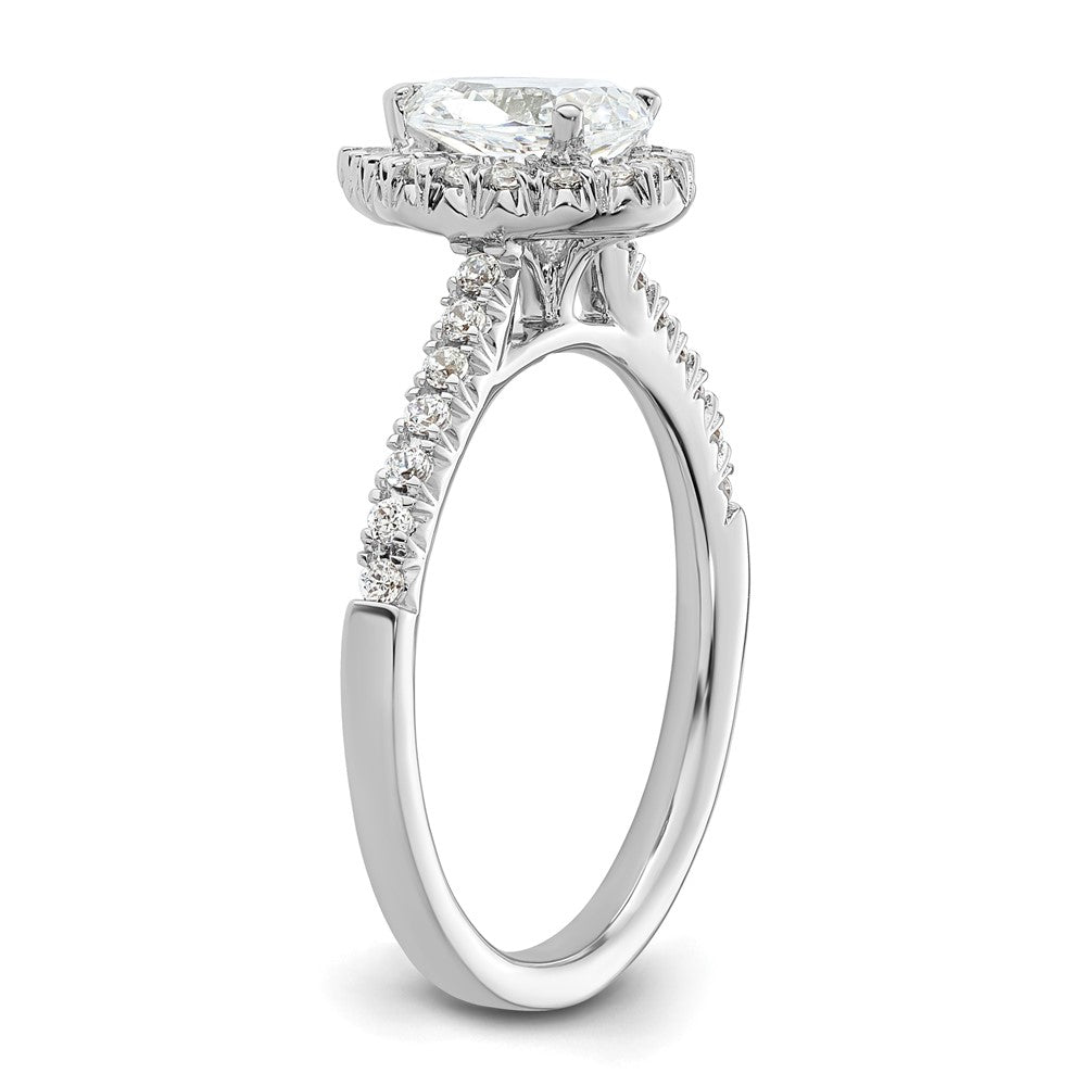 14k White Gold 1/3 Ct. Lab Grown Diamond VS/SI+ G+ 3/4 Ct. Center Pear Semi Mount Halo Engagement Ring