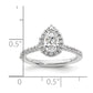 14k White Gold 1/3 Ct. Lab Grown Diamond VS/SI+ G+ 3/4 Ct. Center Pear Semi Mount Halo Engagement Ring