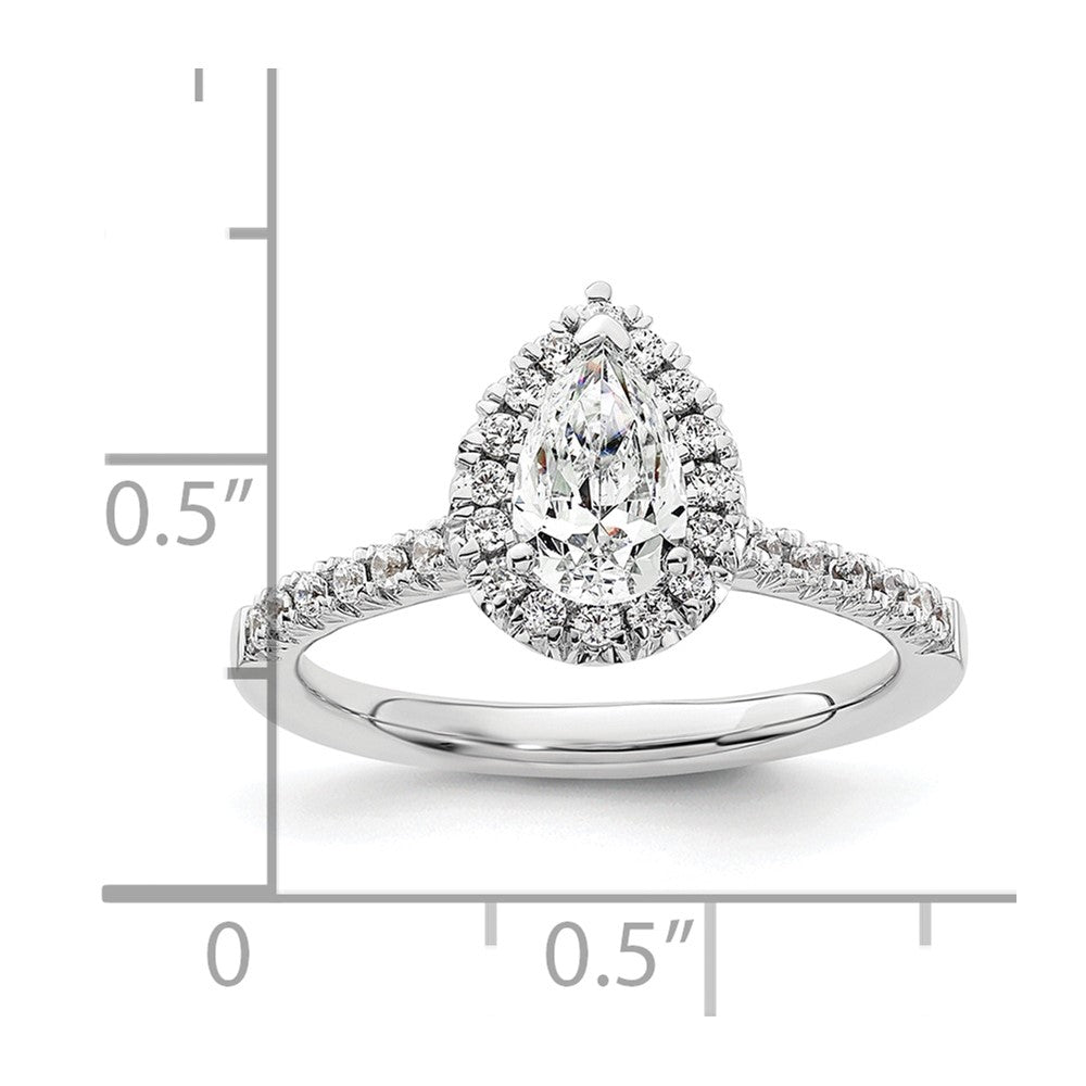 14k White Gold 1/3 Ct. Lab Grown Diamond VS/SI+ G+ 3/4 Ct. Center Pear Semi Mount Halo Engagement Ring