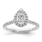 14k White Gold 1/3 Ct. Lab Grown Diamond VS/SI+ G+ 3/4 Ct. Center Pear Semi Mount Halo Engagement Ring