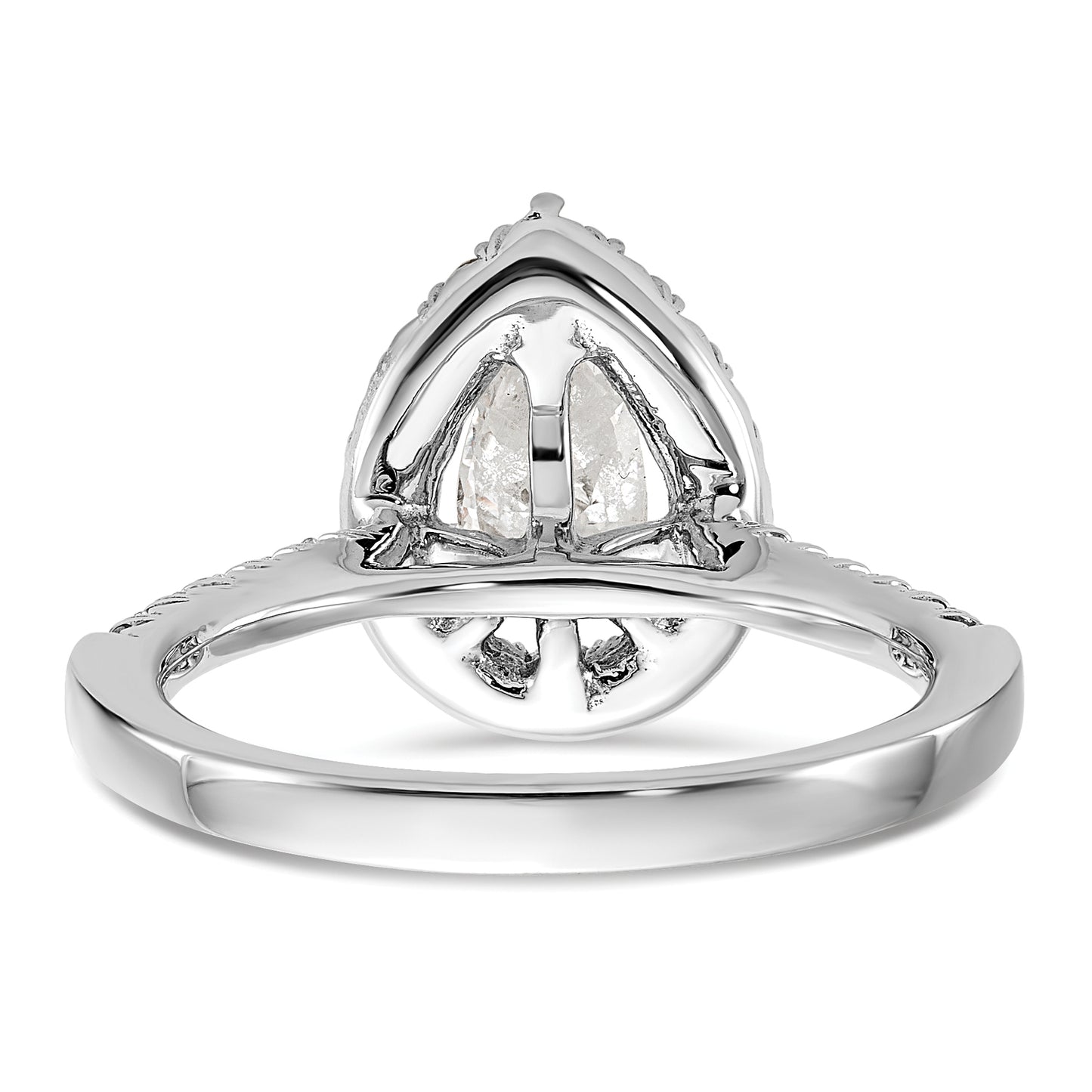 14k White Gold 3/8 Ct. Lab Grown Diamond VS/SI+ G+ 1 Ct. Center Pear Halo Engagement Ring