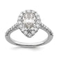 14k White Gold 5/8 Ct. Lab Grown Diamond VS/SI+ G+ 1 1/2 Ct. Center Pear Halo Engagement Ring