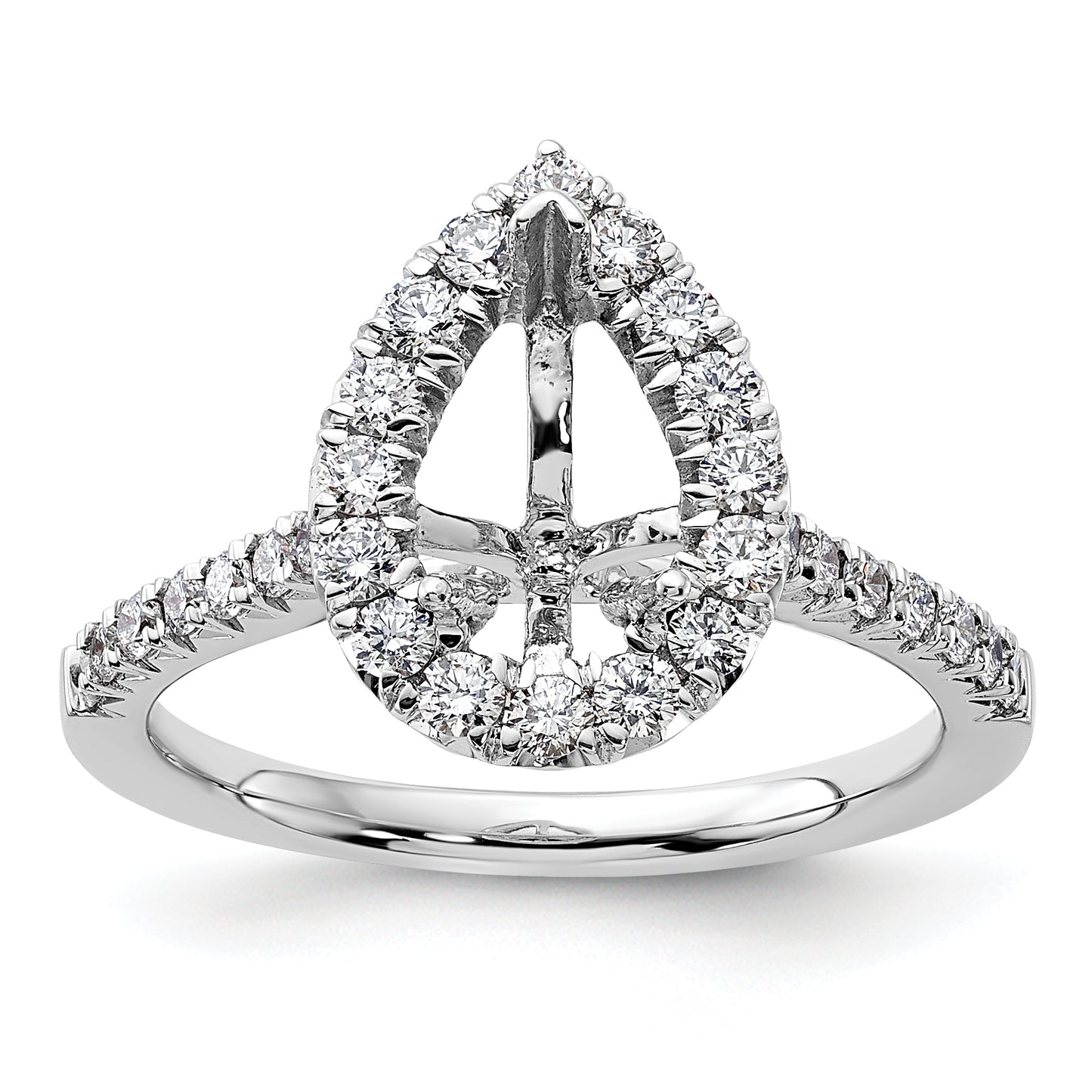 14k White Gold 5/8 Ct. Lab Grown Diamond VS/SI+ G+ 1 1/2 Ct. Center Pear Halo Engagement Ring